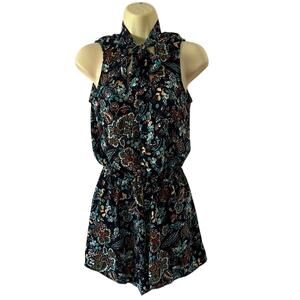 BeBop Floral Paisley Print Romper with Bow Tie Size Small
